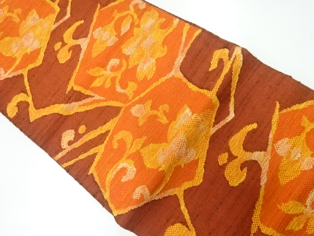 JAPANESE NAGOYA OBI / WOVEN FLOWER ARABESQUE